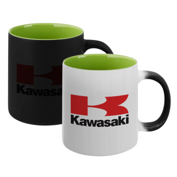 Kawasaki, Κούπα Μαγική εσωτερικό πράσινο, κεραμική 330ml που αλλάζει χρώμα με το ζεστό ρόφημα (1 τεμάχιο)