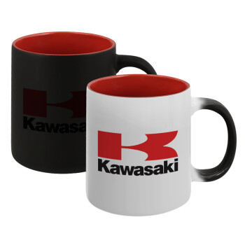 Kawasaki, Κούπα Μαγική εσωτερικό κόκκινο, κεραμική, 330ml που αλλάζει χρώμα με το ζεστό ρόφημα (1 τεμάχιο)