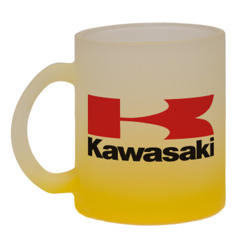 Kawasaki, Κούπα γυάλινη δίχρωμη με βάση το κίτρινο ματ, 330ml
