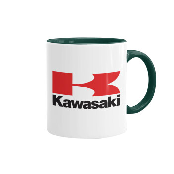 Kawasaki, Κούπα χρωματιστή πράσινη, κεραμική, 330ml