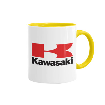 Kawasaki, Κούπα χρωματιστή κίτρινη, κεραμική, 330ml