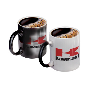 Kawasaki, Color changing magic Mug, ceramic, 330ml when adding hot liquid inside, the black colour desappears (1 pcs)