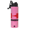 Metallic water bottle with safety lid, 850ml aluminum