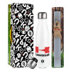 Easter candle, metallic white thermos bottle (500ml) & aromatic flat candle (30cm) (GRAY)