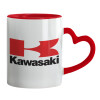 Mug heart red handle, ceramic, 330ml