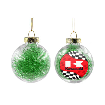 Kawasaki, Χριστουγεννιάτικη μπάλα δένδρου διάφανη με πράσινο γέμισμα 8cm