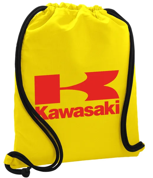 Kawasaki — Τσάντα πλάτης πουγκί GYMBAG Κίτρινη, με τσέπη (40x48cm) & χονδρά κορδόνια