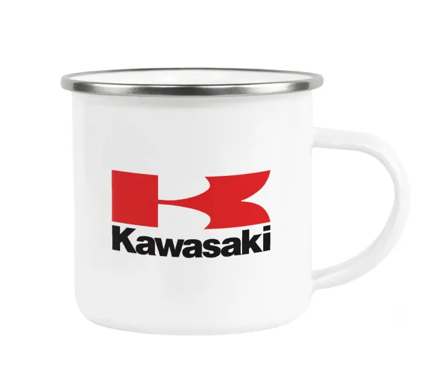Kawasaki — Metallic enamel cup white 360ml