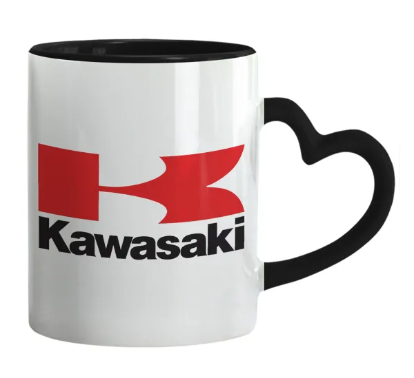 Kawasaki — Mug heart black handle, ceramic, 330ml