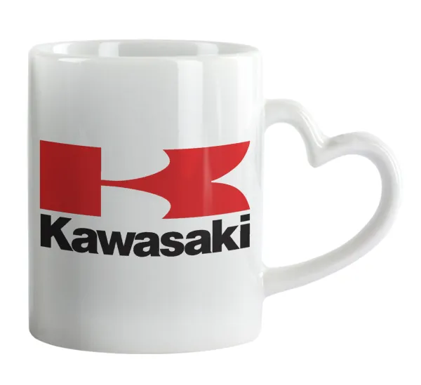 Kawasaki — Κούπα καρδιά χερούλι λευκή, κεραμική, 330ml
