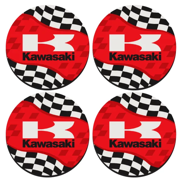Kawasaki — ΣΕΤ 4 Σουβέρ ξύλινα στρογγυλά (9cm)