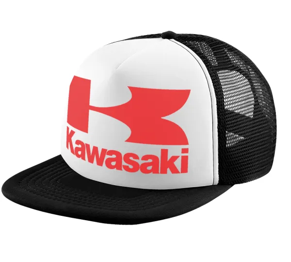Kawasaki — Καπέλο παιδικό Soft Trucker με Δίχτυ ΜΑΥΡΟ/ΛΕΥΚΟ (POLYESTER, ΠΑΙΔΙΚΟ, ONE SIZE)