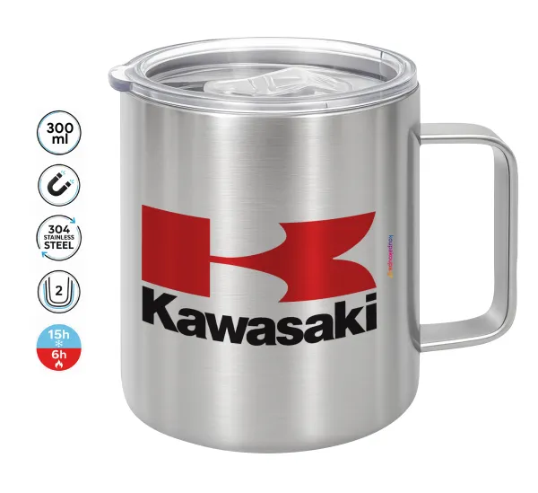 Kawasaki — Double-walled stainless steel mug 300ml with temperature-retaining lid