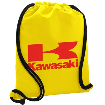 Kawasaki, Backpack pouch GYMBAG Yellow, with pocket (40x48cm) & thick cords