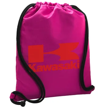 Kawasaki, Backpack pouch GYMBAG Fuchsia, with pocket (40x48cm) & thick cords