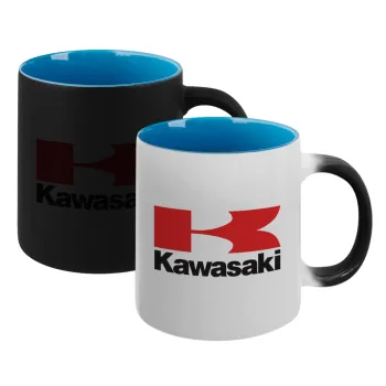 Kawasaki, Κούπα Μαγική εσωτερικό μπλε, κεραμική 330ml που αλλάζει χρώμα με το ζεστό ρόφημα