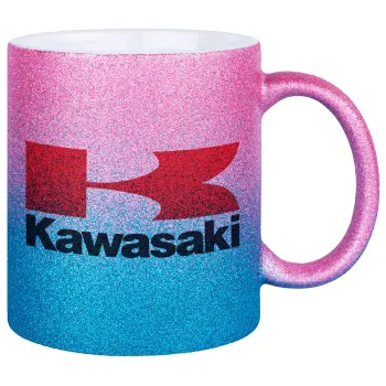 Kawasaki, Κούπα Χρυσή/Μπλε Glitter, κεραμική, 330ml