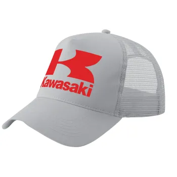 Kawasaki, Καπέλο Ενηλίκων Structured Trucker, με Δίχτυ, ΓΚΡΙ (100% ΒΑΜΒΑΚΕΡΟ, ΕΝΗΛΙΚΩΝ, UNISEX, ONE SIZE)