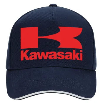 Kawasaki, DRILL Καπέλο Ενηλίκων Ultimate ΜΠΛΕ/ΛΕΥΚΟ, (100% ΒΑΜΒΑΚΕΡΟ, ΕΝΗΛΙΚΩΝ, UNISEX, ONE SIZE)