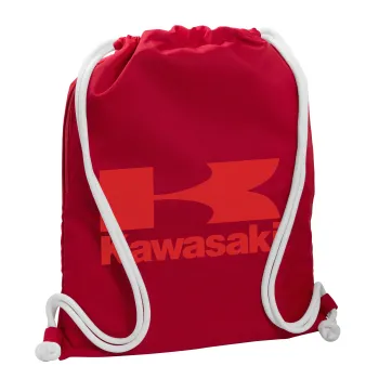 Kawasaki, Backpack pouch GYMBAG Red, with pocket (40x48cm) & thick cords