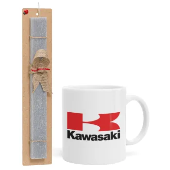 Kawasaki, Easter Set, Ceramic Cup (330ml) & Easter aromatic flat candle (30cm) (GRAY)