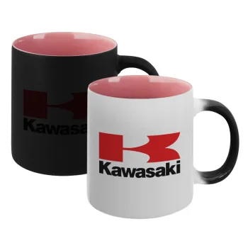 Kawasaki, Κούπα Μαγική εσωτερικό ΡΟΖ, κεραμική 330ml που αλλάζει χρώμα με το ζεστό ρόφημα