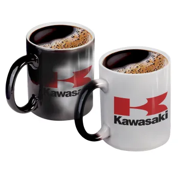 Kawasaki, Color changing magic Mug, ceramic, 330ml when adding hot liquid inside, the black colour desappears (1 pcs)