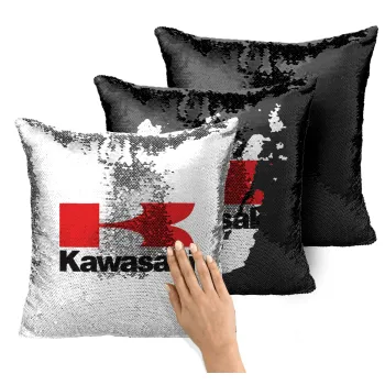 Kawasaki, Μαξιλάρι καναπέ Μαγικό Μαύρο με πούλιες 40x40cm περιέχεται το γέμισμα