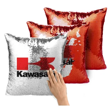 Kawasaki, Μαξιλάρι καναπέ Μαγικό Κόκκινο με πούλιες 40x40cm περιέχεται το γέμισμα
