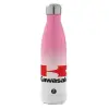 Μεταλλικό παγούρι θερμός Ροζ/Λευκό (Stainless steel), διπλού τοιχώματος, 500ml