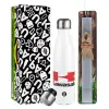Easter candle, metallic white thermos bottle (500ml) & aromatic flat candle (30cm) (GRAY)