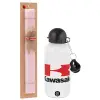 Easter Set, metallic aluminum bottle (500ml) & aromatic flat Easter candle (30cm) (PINK)