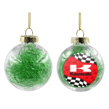 Kawasaki, Στολίδι Χριστουγεννιάτικη μπάλα δένδρου διάφανη με πράσινο γέμισμα 8cm
