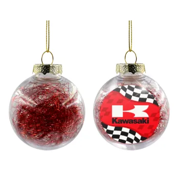 Kawasaki, Transparent Christmas tree ball ornament with red filling 8cm