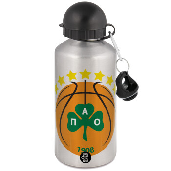 ΠΑΟ BC, Μεταλλικό παγούρι νερού, Ασημένιο, αλουμινίου 500ml