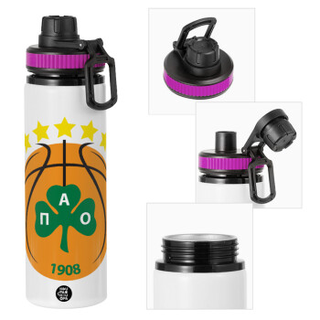 PAO BC, Metallic water bottle with safety lid, 850ml aluminum