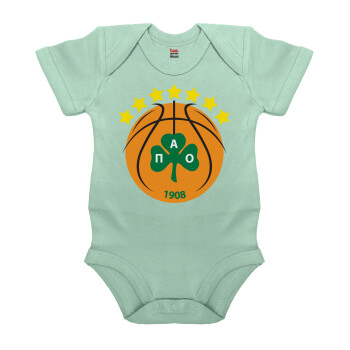 ΠΑΟ BC, Βρεφικό φορμάκι μωρού, 0-18 μηνών, mint (Μέντα), 100% Organic Cotton, κοντομάνικο