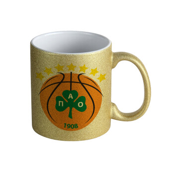 PAO BC, Κούπα Χρυσή Glitter που γυαλίζει, κεραμική, 330ml