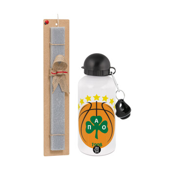 PAO BC, Easter Set, metallic aluminum water bottle (500ml) & aromatic flat Easter candle (30cm) (GRAY)