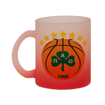 PAO BC, Κούπα γυάλινη δίχρωμη με βάση το κόκκινο ματ, 330ml