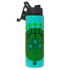 Metallic water bottle with safety lid, 850ml aluminum