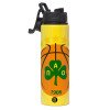 Metallic water bottle with safety lid, 850ml aluminum