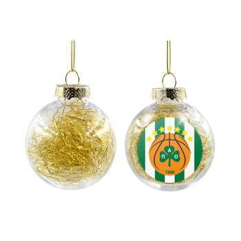 ΠΑΟ BC, Χριστουγεννιάτικη μπάλα δένδρου διάφανη με χρυσό γέμισμα 8cm