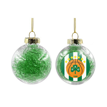ΠΑΟ BC, Χριστουγεννιάτικη μπάλα δένδρου διάφανη με πράσινο γέμισμα 8cm