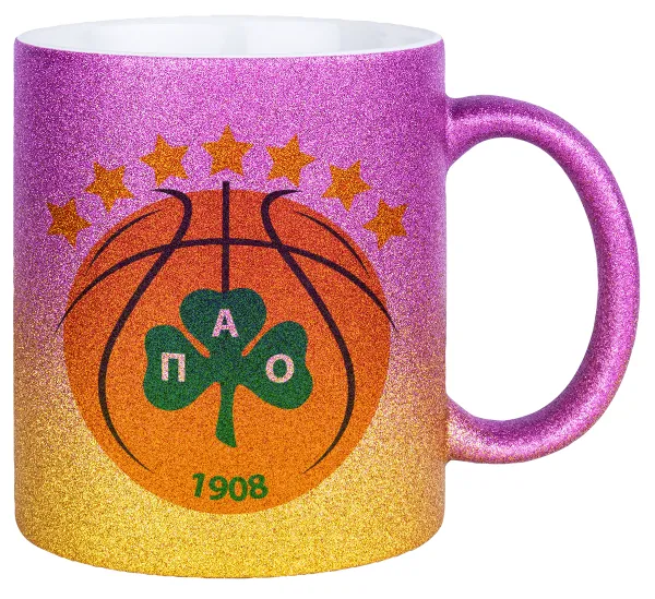 ΠΑΟ BC — Κούπα Χρυσή/Ροζ Glitter, κεραμική, 330ml