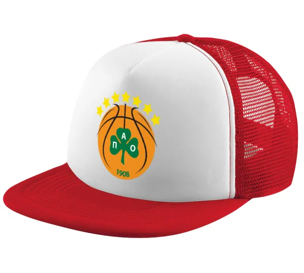 ΠΑΟ BC — Καπέλο παιδικό Soft Trucker με Δίχτυ ΚΟΚΚΙΝΟ/ΛΕΥΚΟ (POLYESTER, ΠΑΙΔΙΚΟ, ONE SIZE)
