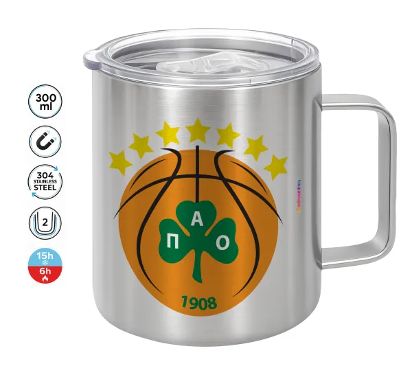 PAO BC — Double-walled stainless steel mug 300ml with temperature-retaining lid