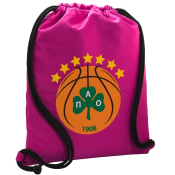 PAO BC, Backpack pouch GYMBAG Fuchsia, with pocket (40x48cm) & thick cords