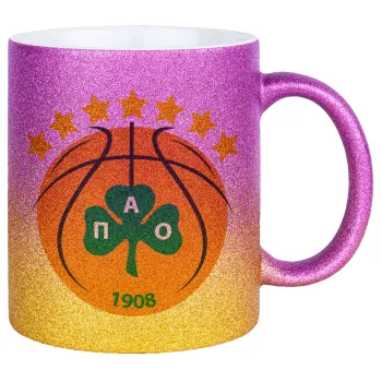 ΠΑΟ BC, Κούπα Χρυσή/Ροζ Glitter, κεραμική, 330ml