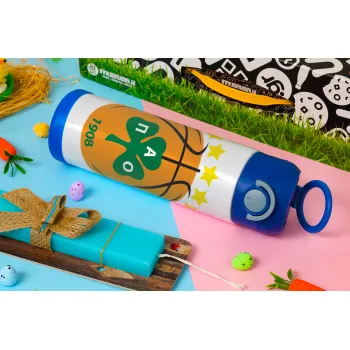 PAO BC, Easter candle, Childrens hot water bottle, stainless steel, with safety straw, BLUE (500ml)